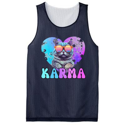 Karma Groovy Letters Concert Summer Funny Heart Cat Lover Mesh Reversible Basketball Jersey Tank