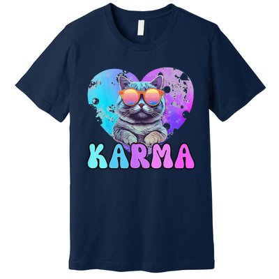 Karma Groovy Letters Concert Summer Funny Heart Cat Lover Premium T-Shirt