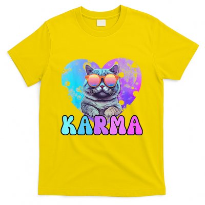 Karma Groovy Letters Concert Summer Funny Heart Cat Lover T-Shirt