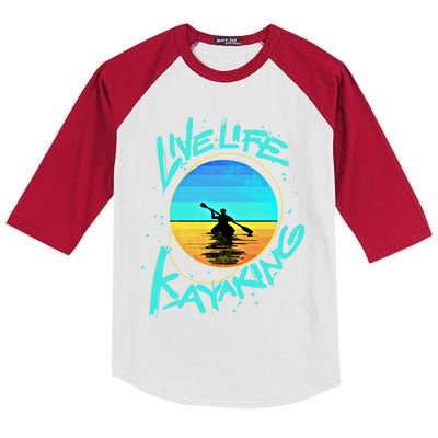 Kayaking Gift Live Life Kayak Gift Kids Colorblock Raglan Jersey