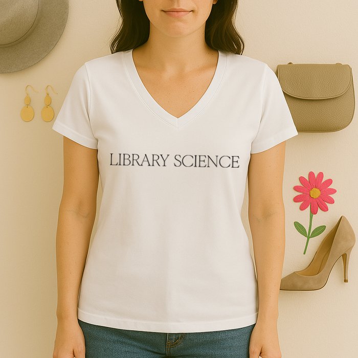 Kaia Gerber Library Science Women's V-Neck T-Shirt