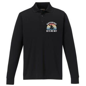 Kayaking Gets Me Wet Funny Kayak Christmas And Birthday Gift Cute Gift Performance Long Sleeve Polo