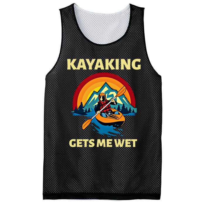 Kayaking Gets Me Wet Vintage Retro Sunset Kayak Lover Gift Mesh Reversible Basketball Jersey Tank