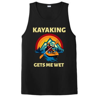 Kayaking Gets Me Wet Vintage Retro Sunset Kayak Lover Gift PosiCharge Competitor Tank