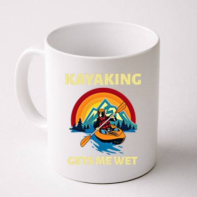 Kayaking Gets Me Wet Vintage Retro Sunset Kayak Lover Gift Coffee Mug