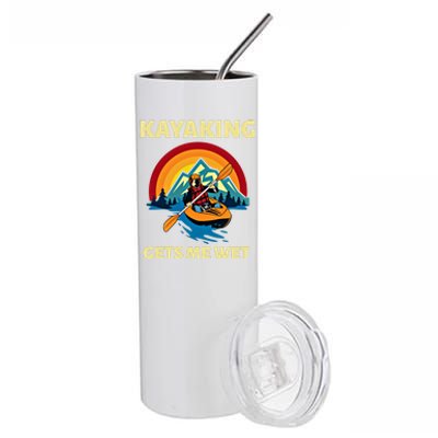 Kayaking Gets Me Wet Vintage Retro Sunset Kayak Lover Gift Stainless Steel Tumbler