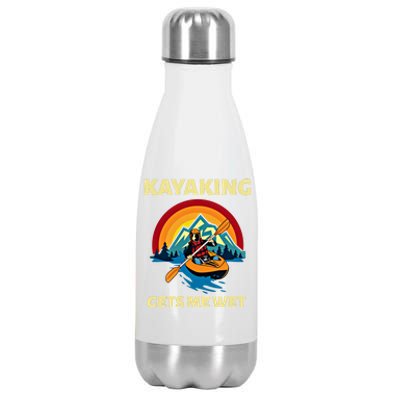 Kayaking Gets Me Wet Vintage Retro Sunset Kayak Lover Gift Stainless Steel Insulated Water Bottle