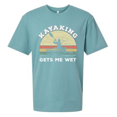 Kayaking Gets Me Wet Funny Kayak Saying Vintage Paddling Gift Sueded Cloud Jersey T-Shirt