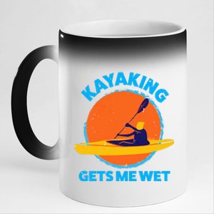 Kayaking Gets Me Wet Funny Halloween Christmas Kayaks Gift 11oz Black Color Changing Mug