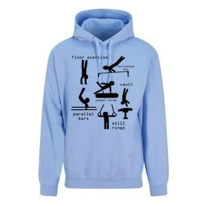 Kids Gipsytshirts: Men Gymnastics Events TShirt Youth Unisex Surf Hoodie