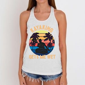 Kayaking Gets Me Wet Funny Halloween Christmas Kayaks Gift Women's Knotted Racerback Tank