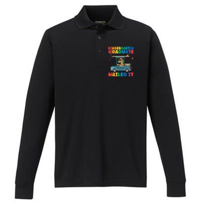 Kindergaten Graduate Nailed It 1St Grade Gift Performance Long Sleeve Polo