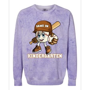 Kindergarten Game On Baseball Back To School Gift Colorblast Crewneck Sweatshirt