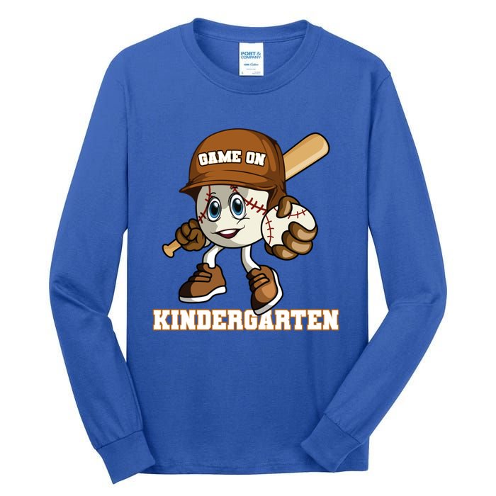 Kindergarten Game On Baseball Back To School Gift Tall Long Sleeve T-Shirt