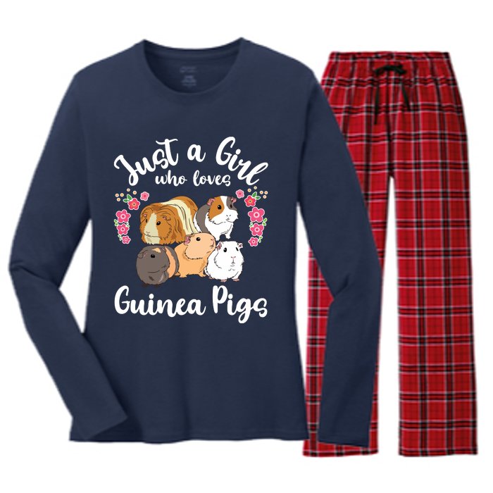 Kids Guinea Pig Just A Girl Who Loves Guinea Pigs Women's Long Sleeve Flannel Pajama Set 