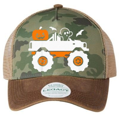 Kids Ghost Pumpkin Riding Monster Truck Lazy Halloween Costume Legacy Tie Dye Trucker Hat