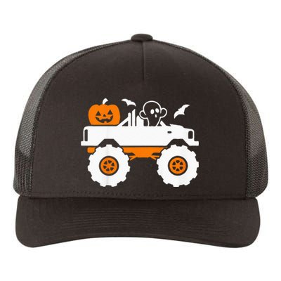 Kids Ghost Pumpkin Riding Monster Truck Lazy Halloween Costume Yupoong Adult 5-Panel Trucker Hat