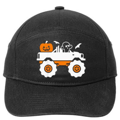 Kids Ghost Pumpkin Riding Monster Truck Lazy Halloween Costume 7-Panel Snapback Hat