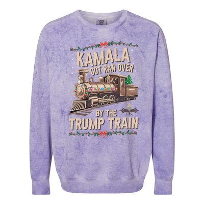 Kamala Got Ran Over By The Trump Train Christmas Holiday Xmas Colorblast Crewneck Sweatshirt