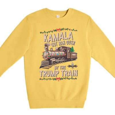 Kamala Got Ran Over By The Trump Train Christmas Holiday Xmas Premium Crewneck Sweatshirt