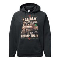 Kamala Got Ran Over By The Trump Train Christmas Holiday Xmas Performance Fleece Hoodie