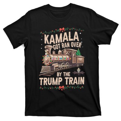 Kamala Got Ran Over By The Trump Train Christmas Holiday Xmas T-Shirt