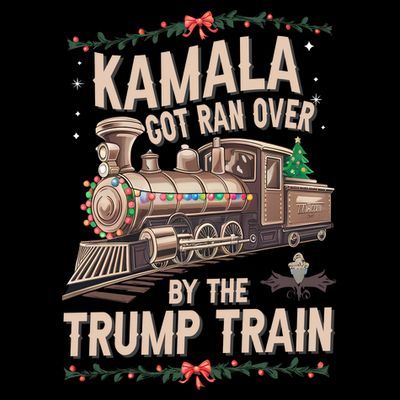 Kamala Got Ran Over By The Trump Train Christmas Holiday Xmas T-Shirt