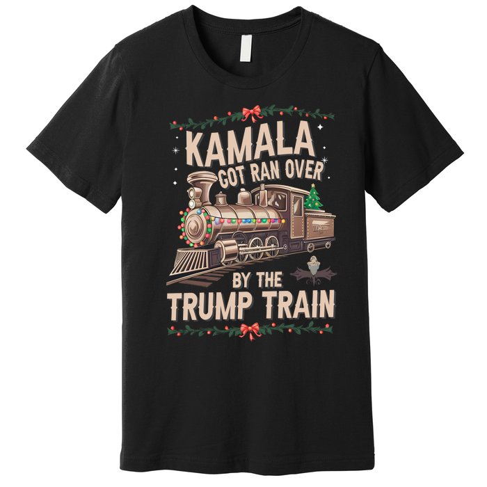 Kamala Got Ran Over By The Trump Train Christmas Holiday Xmas Premium T-Shirt