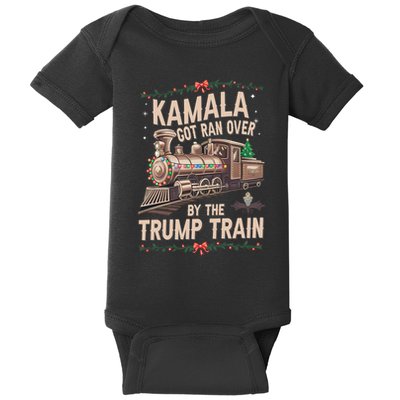 Kamala Got Ran Over By The Trump Train Christmas Holiday Xmas Baby Bodysuit