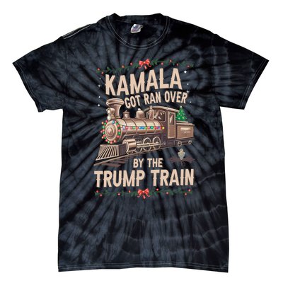 Kamala Got Ran Over By The Trump Train Christmas Holiday Xmas Tie-Dye T-Shirt