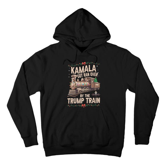 Kamala Got Ran Over By The Trump Train Christmas Holiday Xmas Tall Hoodie