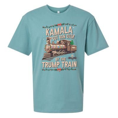 Kamala Got Ran Over By The Trump Train Christmas Holiday Xmas Sueded Cloud Jersey T-Shirt