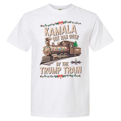 Kamala Got Ran Over By The Trump Train Christmas Holiday Xmas Garment-Dyed Heavyweight T-Shirt