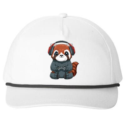 Kawaii Gamer Red Panda Online Gaming Video Games Anime Gift Snapback Five-Panel Rope Hat