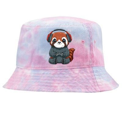 Kawaii Gamer Red Panda Online Gaming Video Games Anime Gift Tie-Dyed Bucket Hat