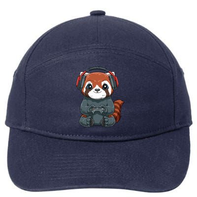 Kawaii Gamer Red Panda Online Gaming Video Games Anime Gift 7-Panel Snapback Hat