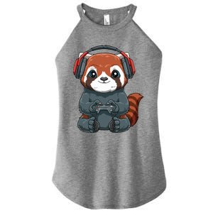 Kawaii Gamer Red Panda Online Gaming Video Games Anime Gift Women's Perfect Tri Rocker Tank