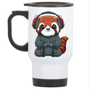 Kawaii Gamer Red Panda Online Gaming Video Games Anime Gift Stainless Steel Travel Mug