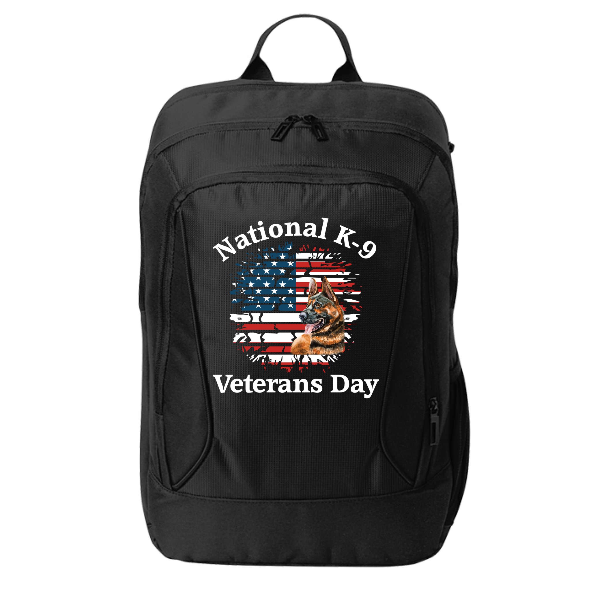 K9 Ger Shepherd Military Working Dog Veterans Day Gift City Backpack