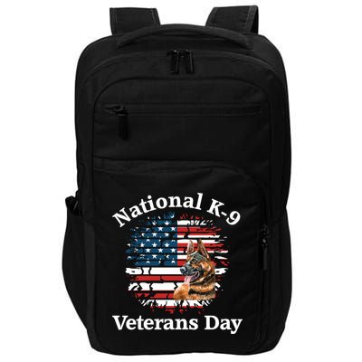 K9 Ger Shepherd Military Working Dog Veterans Day Gift Impact Tech Backpack