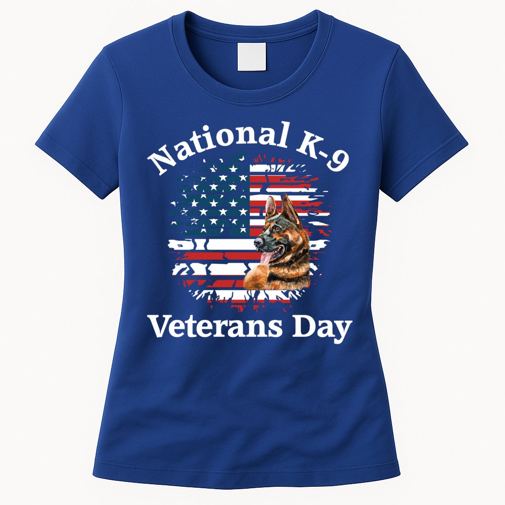 K9 Ger Shepherd Military Working Dog Veterans Day Gift Womens T-Shirt