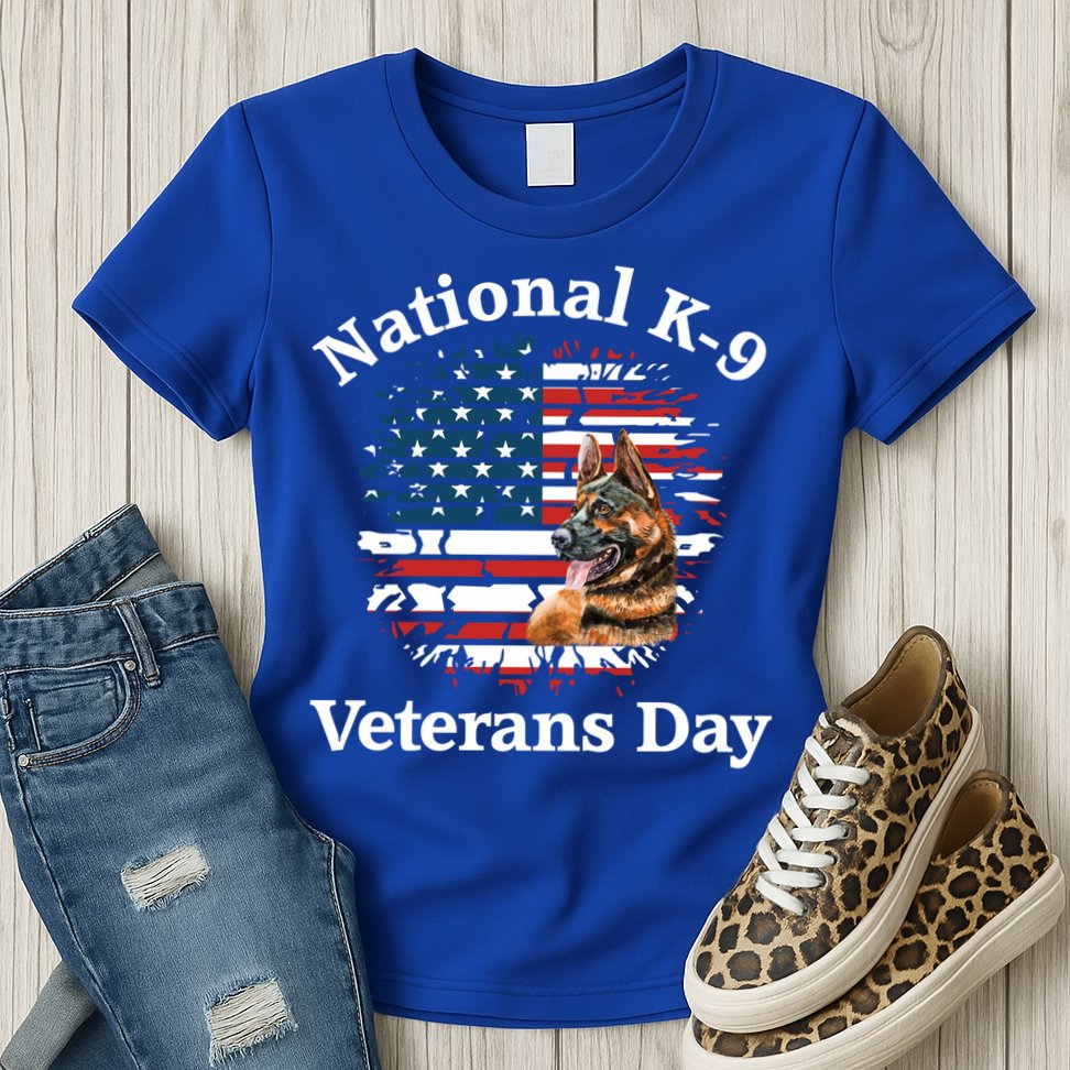 K9 Ger Shepherd Military Working Dog Veterans Day Gift Womens T-Shirt