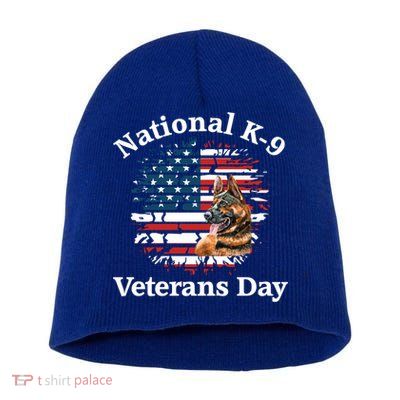 K9 Ger Shepherd Military Working Dog Veterans Day Gift Short Acrylic Beanie