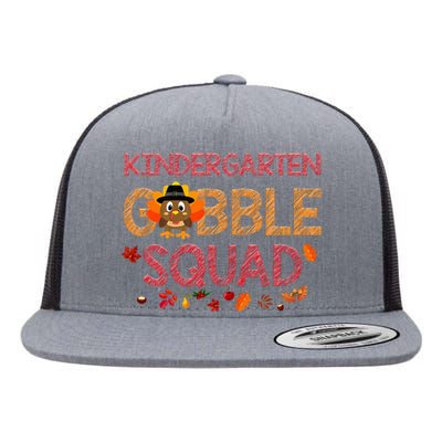 Kindergarten Gobble Squad Turkey Thanksgiving  Flat Bill Trucker Hat