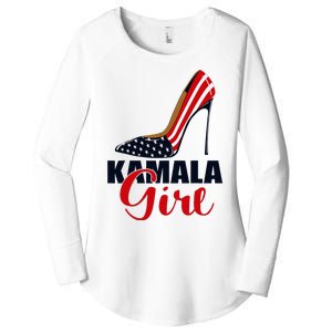 Kamala Girl Stilettos High Heel Harris 2024 Vote President Women's Perfect Tri Tunic Long Sleeve Shirt