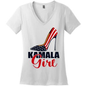 Kamala Girl Stilettos High Heel Harris 2024 Vote President Women's V-Neck T-Shirt