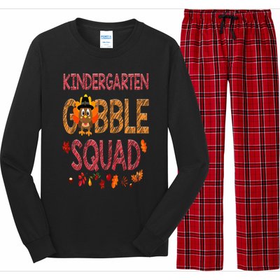 Kindergarten Gobble Squad Funny Turkey Thanksgiving Long Sleeve Pajama Set