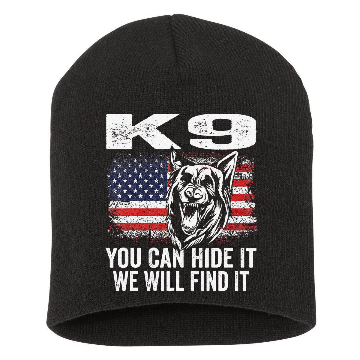 K9 German Shepherd Police Dog Law Enforcement K9 Handler Short Acrylic Beanie