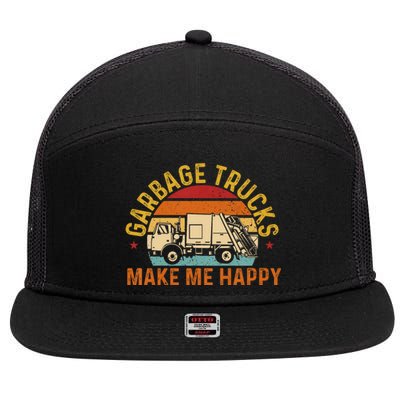 Kids Garbage Trucks Make Me Happy 7 Panel Mesh Trucker Snapback Hat