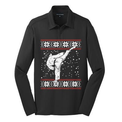 Karate Girl Ugly Christmas Sweater Martial Arts Fighter Gift Meaningful Gift Silk Touch Performance Long Sleeve Polo